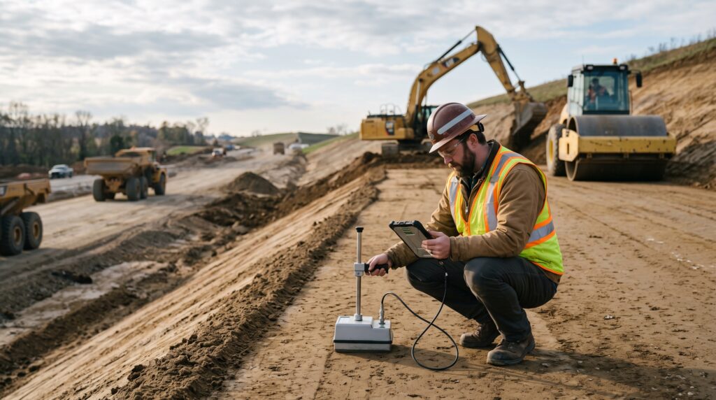 Garanta a longevidade e segurança da sua obra. Entenda a importância do controle tecnológico de aterro e os riscos de ignorar normas técnicas na terraplenagem.